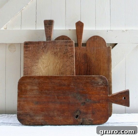 Vintage French hardwood cutting board, serving as inspiration for DIY project