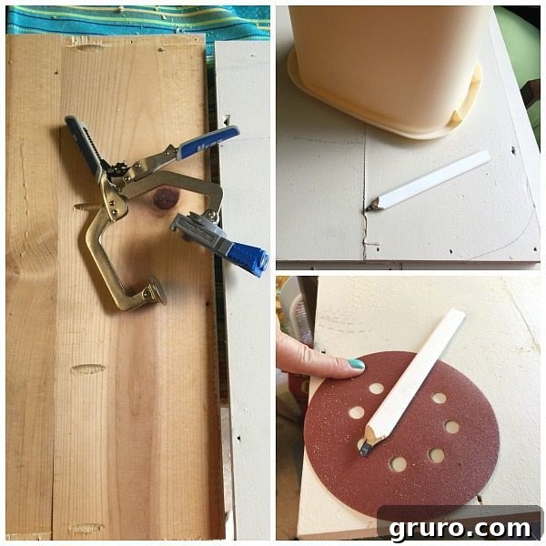 Cutting 1x8 common board into 24-inch pieces for DIY project