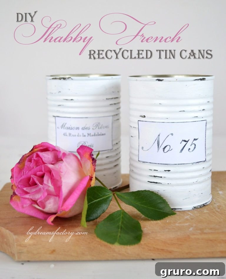 DIY Shabby French Recycled Tin Can Vases