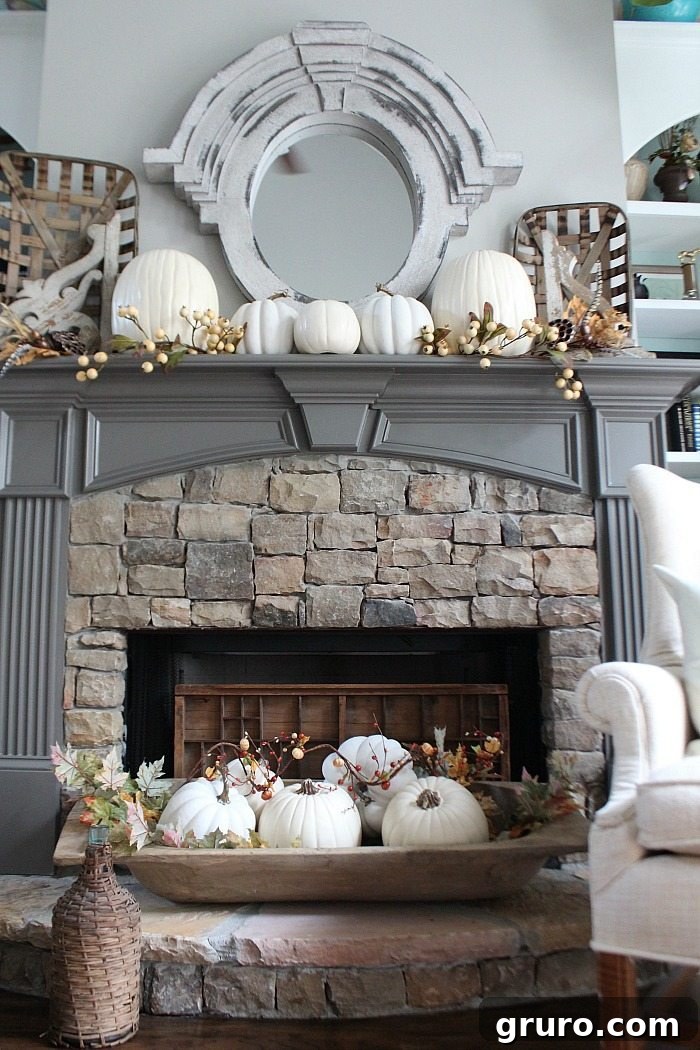 Cozy Fall Decor on a Budget 7 neutral-fall-mantel-idea-with-white-pumpkins-and-a-huge-dough-bowl-at-refresh-restyle