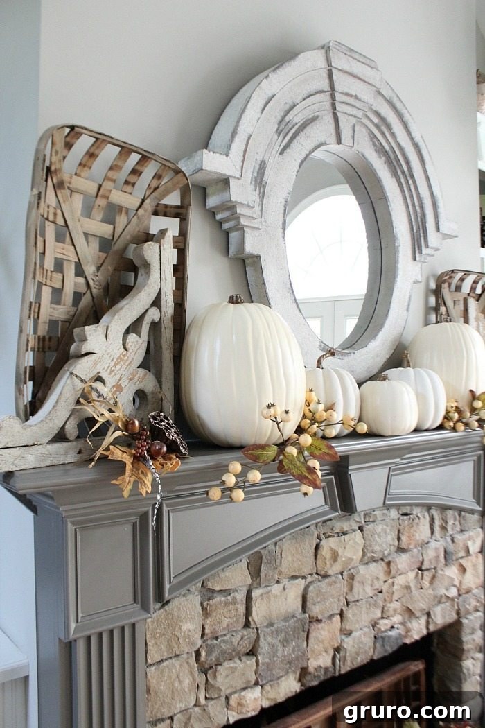 Cozy Fall Decor on a Budget 8 tobacco-baskets-old-corbels-white-pumpkins-and-that-mirror-at-refresh-restyle