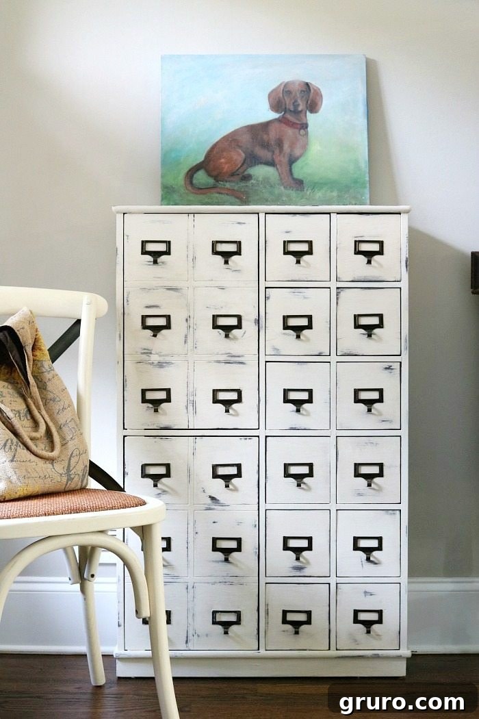 Creative Painted Furniture Makeover Idea for an Apothecary Cabinet