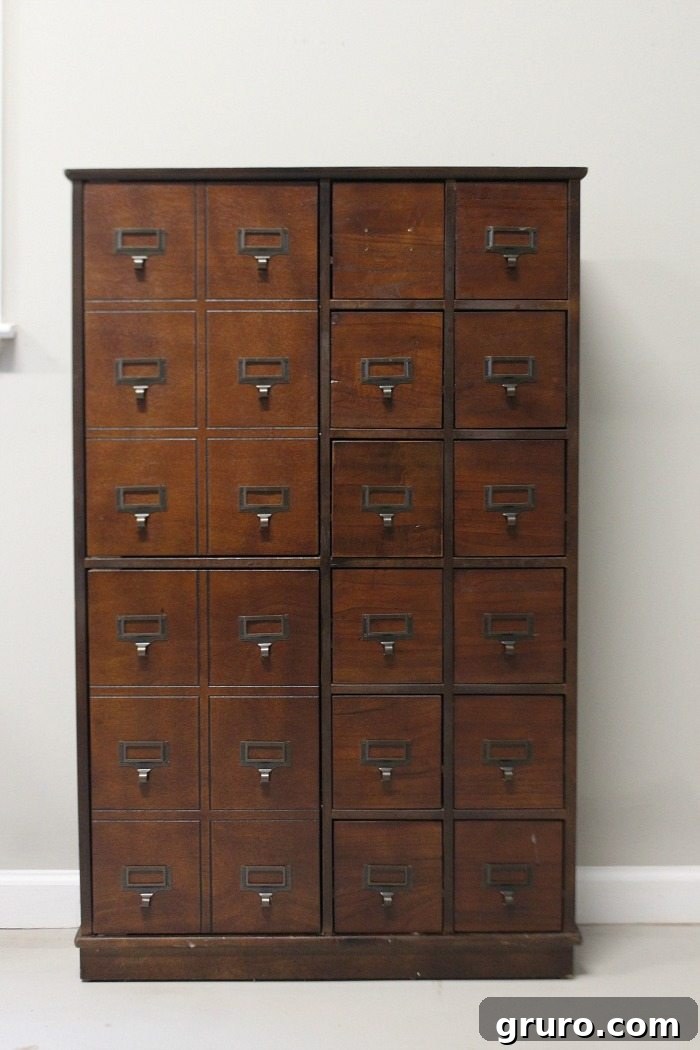 Before the Makeover: A Detailed Look at the Apothecary Cabinet in its Original State