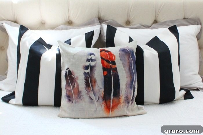 water-color-feathers-and-striped-pillows-for-fall