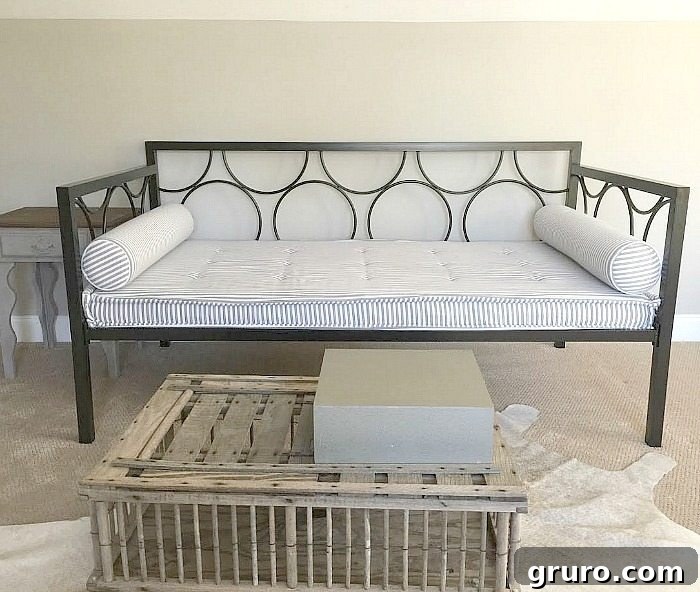 Metal Daybed Before Chalk Paint Makeover - Modern Black Finish