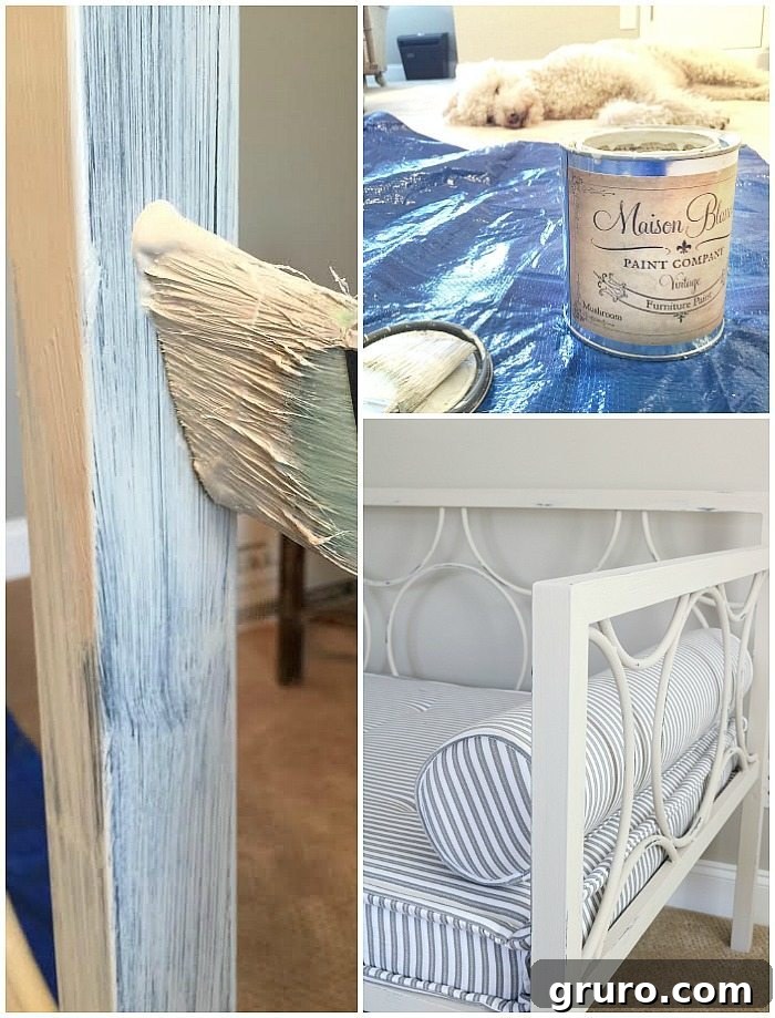 Detailed Shot of Painting Metal Furniture with Maison Blanche Vintage Paint