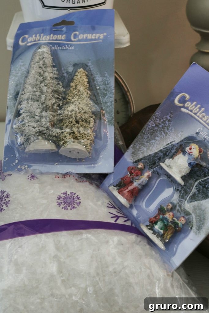 Dollar store items make a cute Christmas scene.