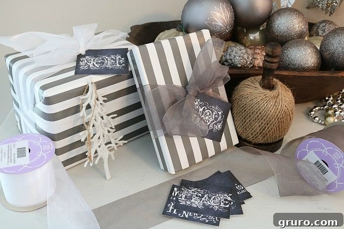 Dedicated gift wrapping station, the perfect organized spot to wrap all your holiday gifts with ease.