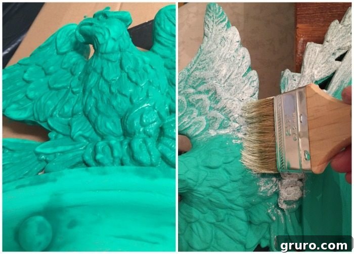 CeCe Caldwell Emerald Isle paint and Maison Blanche White Chalk Wax, the key products used for the vibrant mirror makeover.