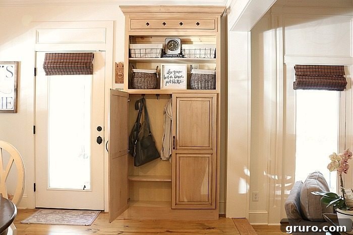 Smart Mudroom Storage 15 The fully repurposed cabinet, now a highly functional and organized mudroom closet, blending seamlessly into the home