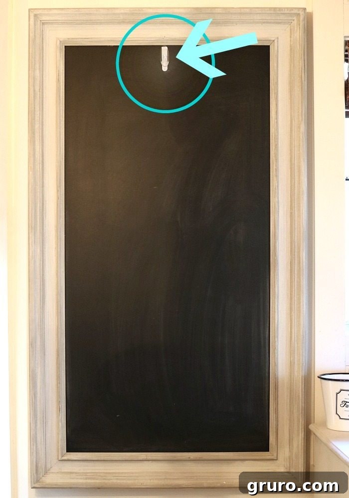 Frosty Chalkboard Inspiration 4 Adding a Command Hook to Your Chalkboard for Hanging Seasonal Decor