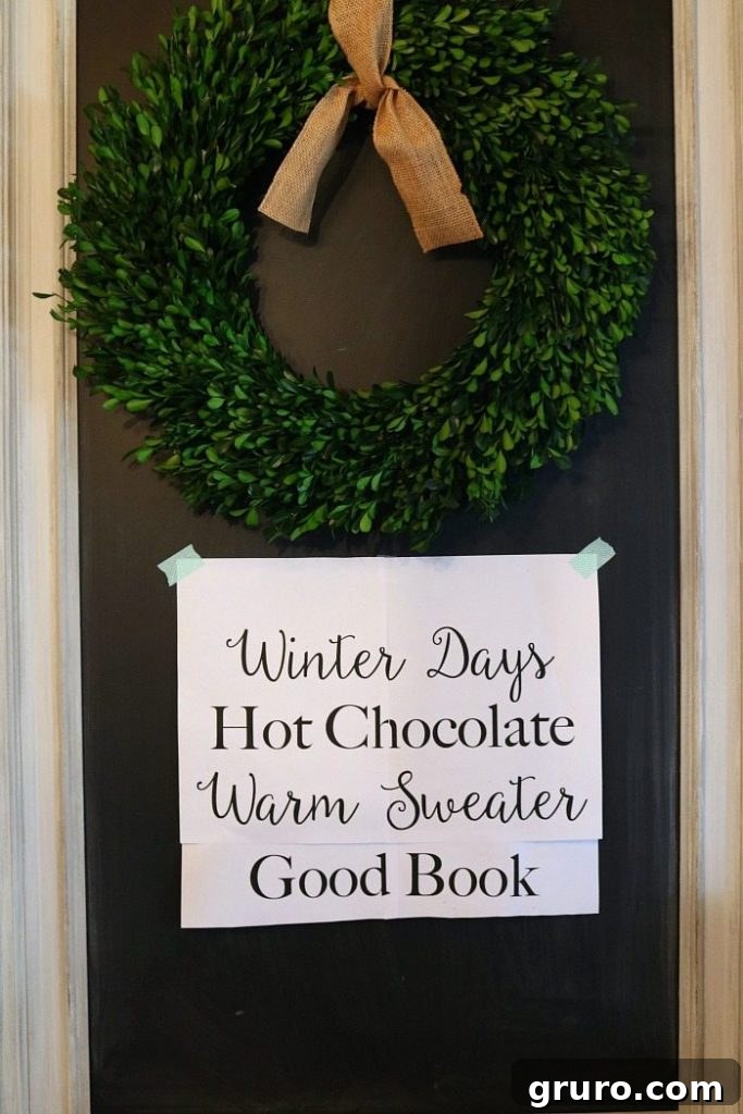 Frosty Chalkboard Inspiration 8 Tracing the Winter Quote onto the Chalkboard Surface