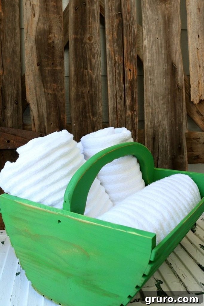 Barn Chic Tote 9 How to repurpose a wood tote for towels
