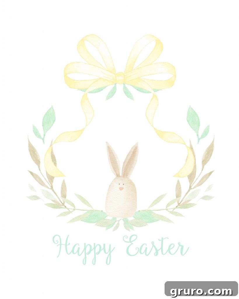 Watercolor Happy Easter Bunny Print for Spring Decor