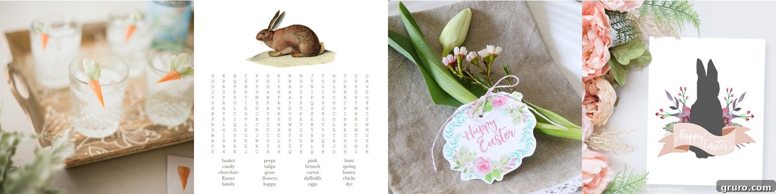 Second collage of free Easter printable designs