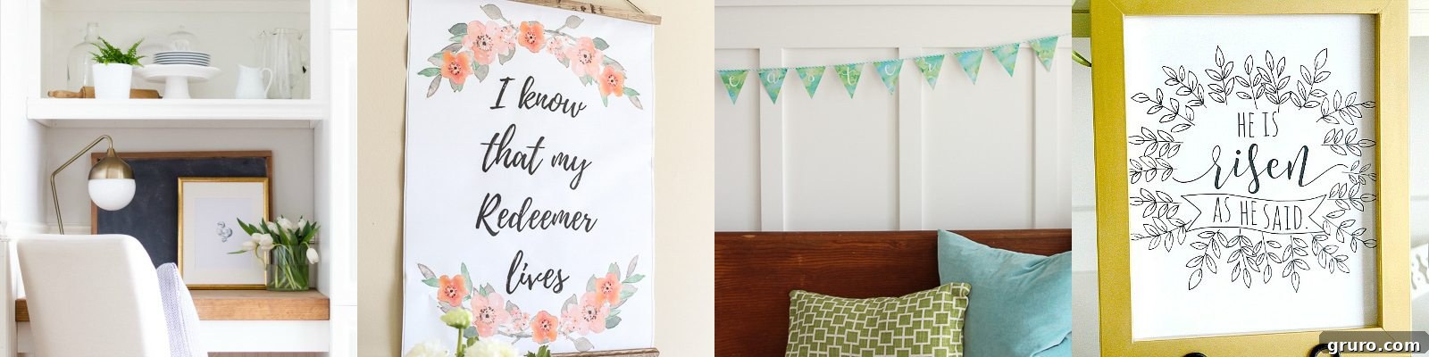 Third collage of free Easter printables with various styles