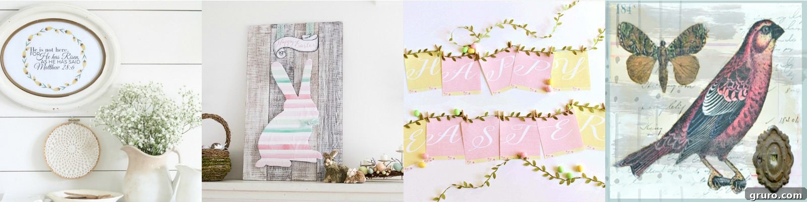 Fourth collage of free printable Easter art and decorations