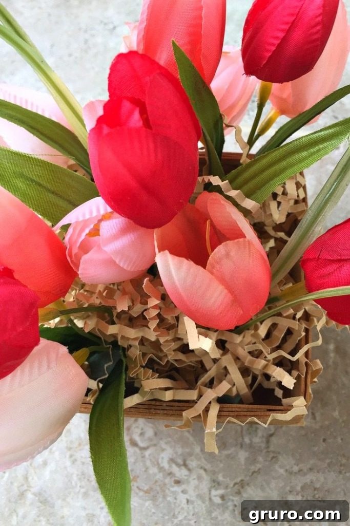 More Spring Tulips beautifully displayed in berry baskets