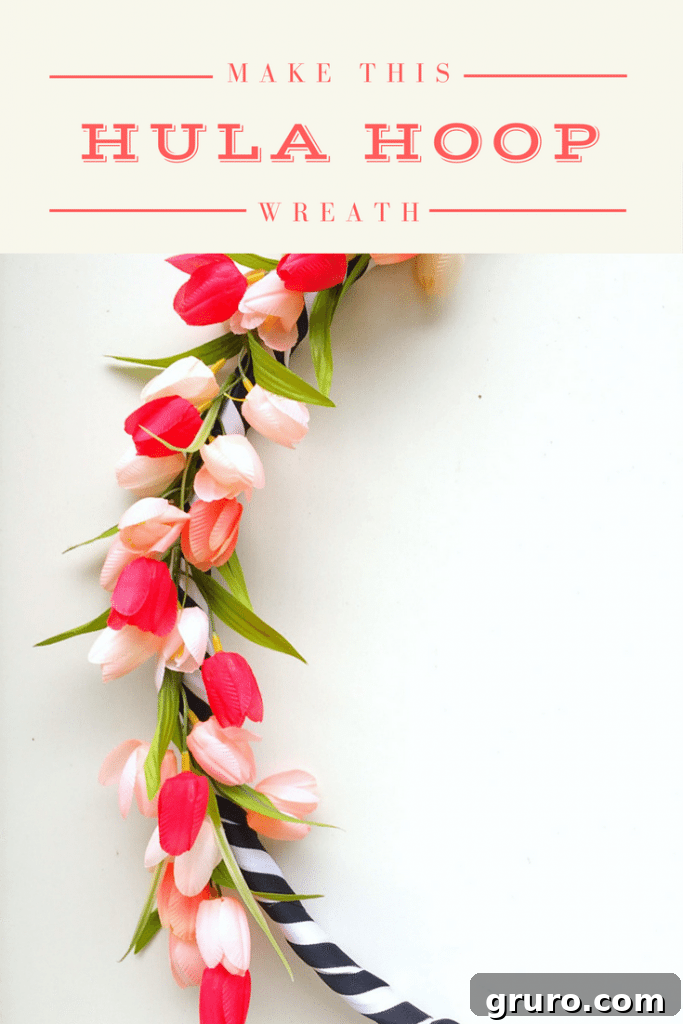 How to make this beautiful hula hoop wreath for spring