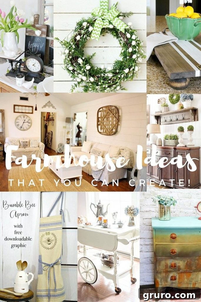 Creative farmhouse ideas that you can easily create, featuring DIY projects and decorative accents for a charming home.