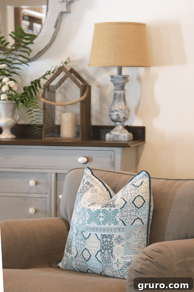 Stylish spring decor featuring various shades of blue and green, adding a fresh and vibrant touch.