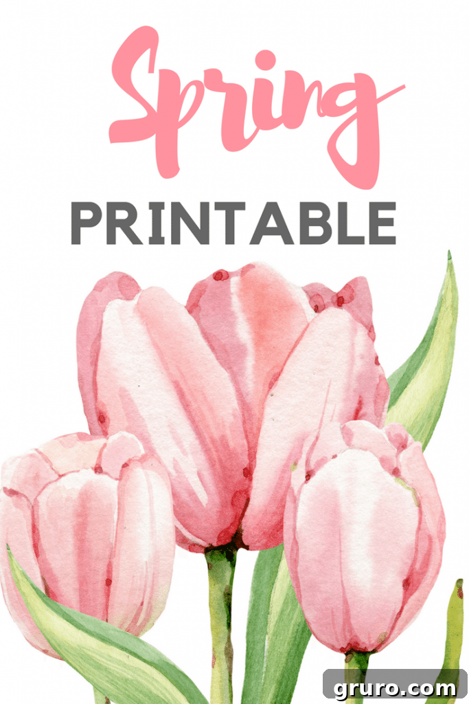 Watercolor Tulips Spring Printable free