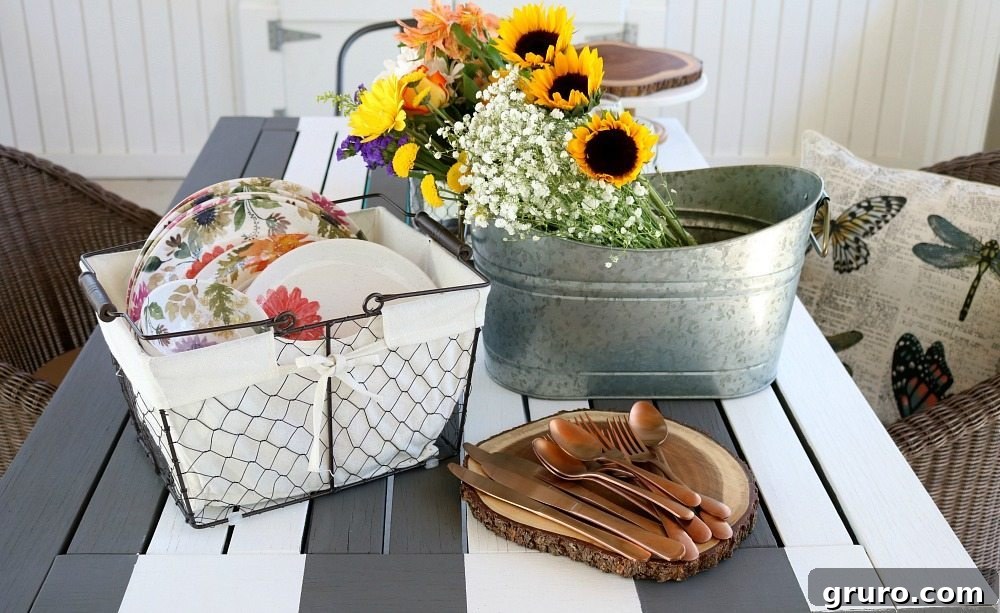 Streamlined Style, Supreme Outdoor Comfort 4 Setting an outdoor dining table with ease, using smart storage solutions.