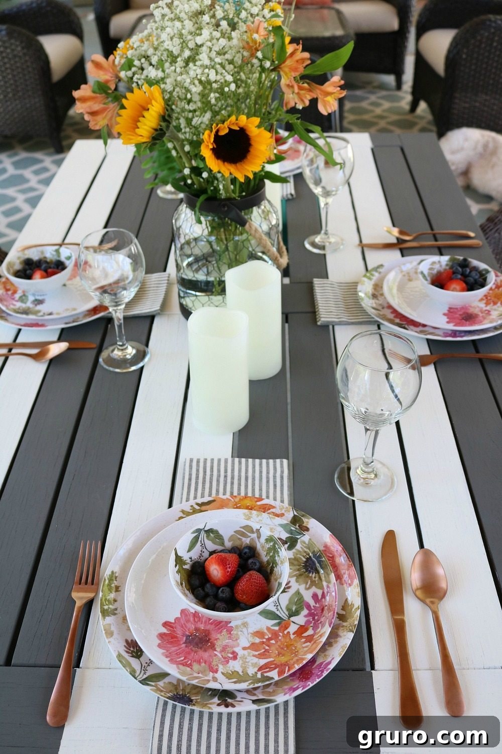 Streamlined Style, Supreme Outdoor Comfort 6 Stripes and florals making a bold statement, perfect for an outdoor dining setting.