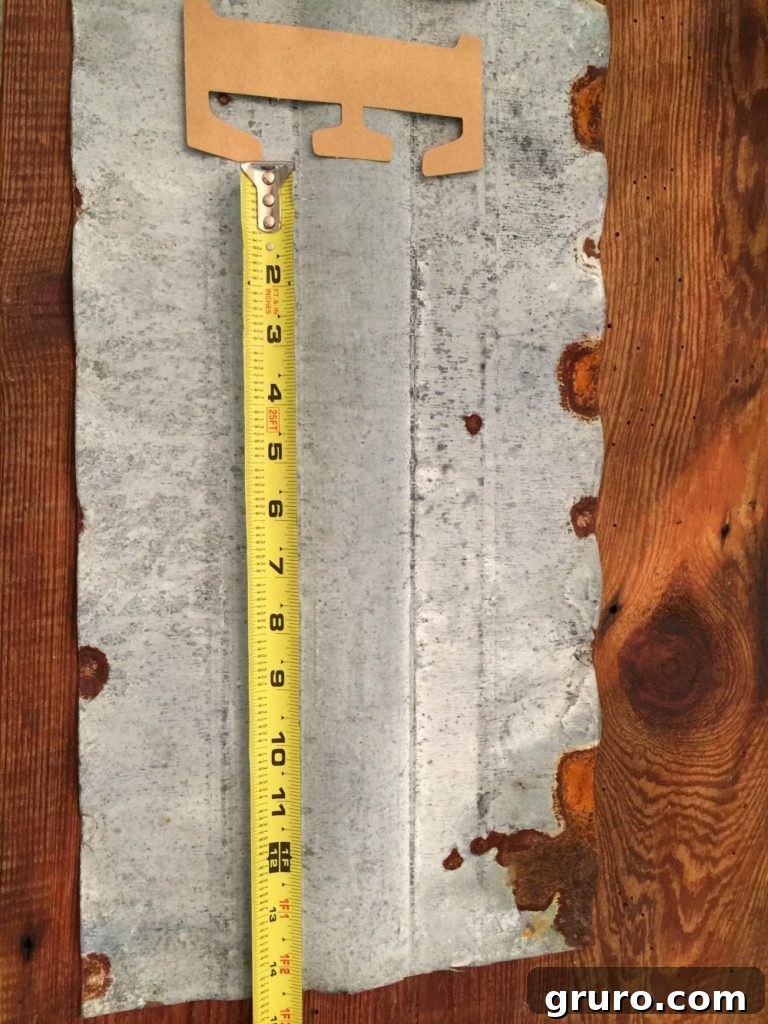 Layout and center stencil letters for DIY metal farmhouse sign