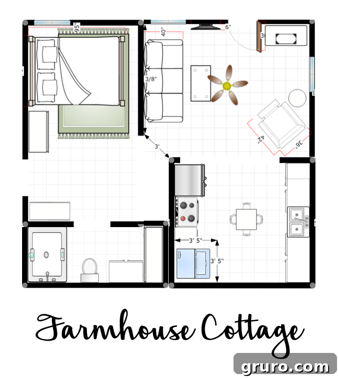 Rustic Retreat: Design and Layout 3 Farmhouse Cottage Plans - Revised Layout for Garage Apartment