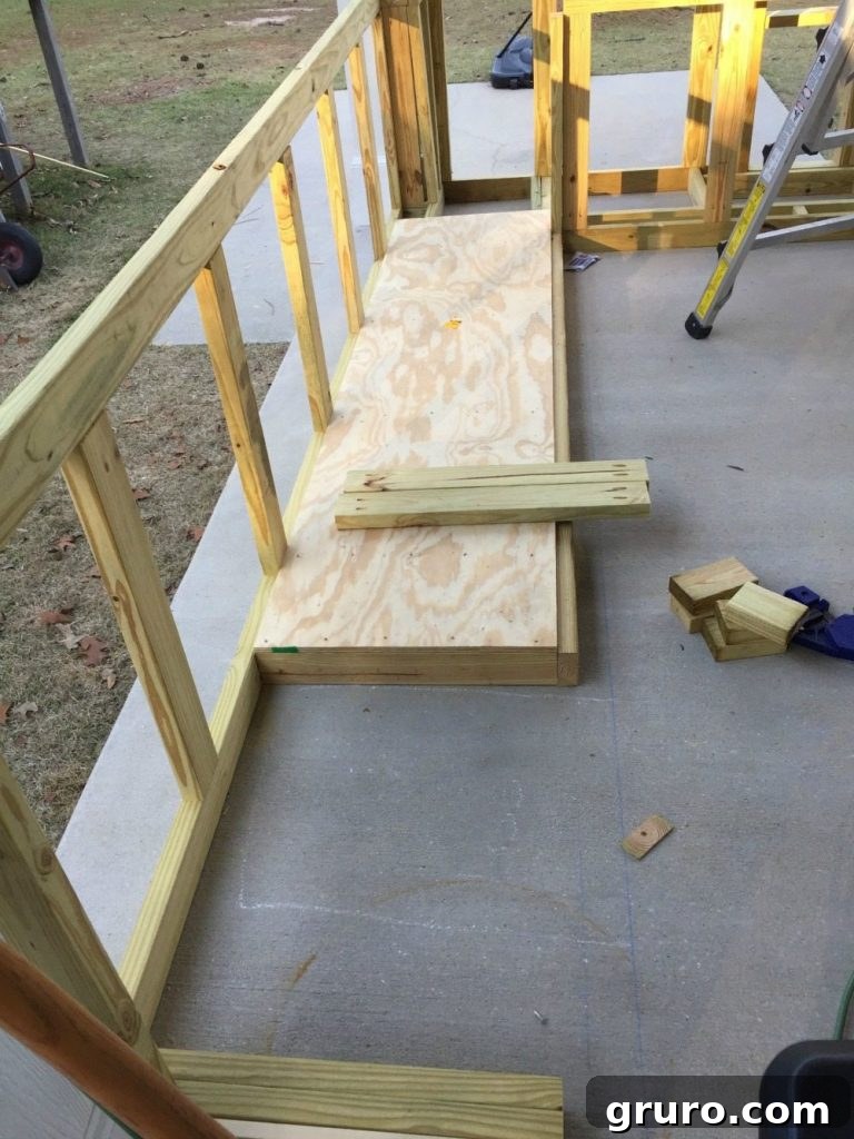 Crafting Your Backyard Culinary Retreat 12 Putting the flooring in before we built the walls for outdoor kitchen