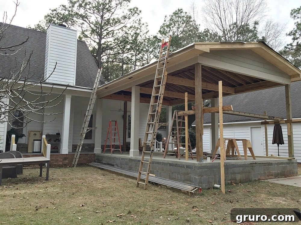 Crafting Your Backyard Culinary Retreat 7 Outdoor entertaining area in process working on the roof at Refresh Restyle
