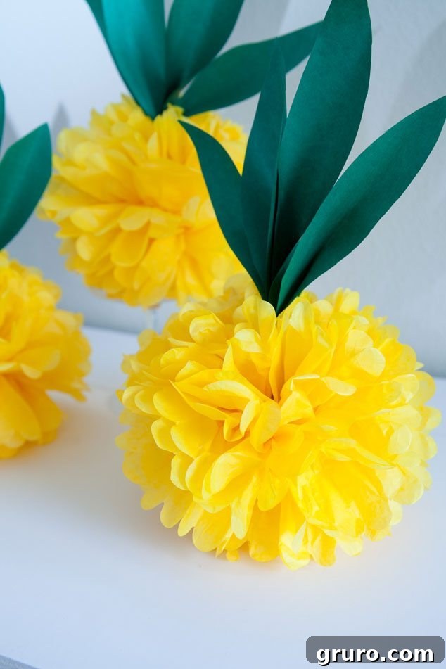 DIY Luau Tissue Paper Pineapple decoration