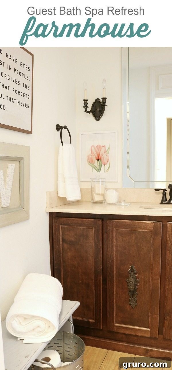 Farmhouse Guest Bathroom Makeover 2 Guest Bathroom Transformed into a Spa-like Retreat
