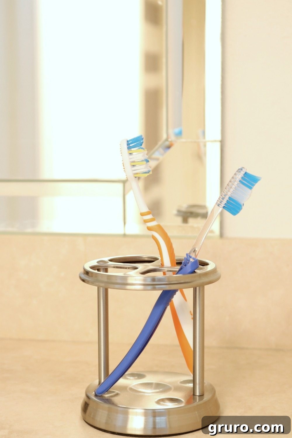 Farmhouse Guest Bathroom Makeover 12 Simple and Easy-to-Clean Toothbrush Holder for Guests