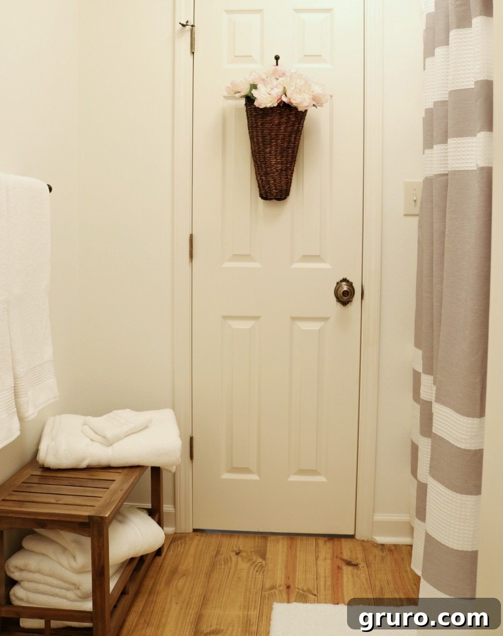 Farmhouse Guest Bathroom Makeover 16 Pine Floors in a Simple Farmhouse Bathroom Design