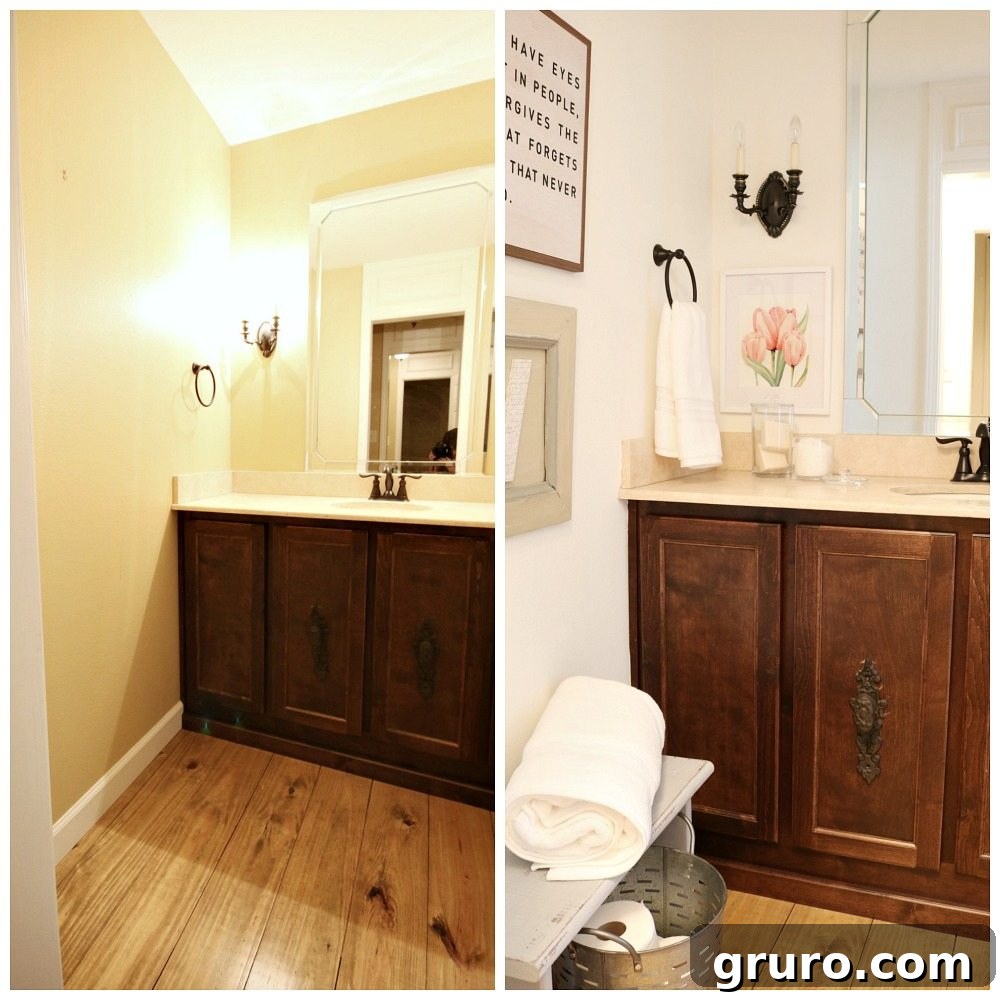 Farmhouse Guest Bathroom Makeover 3 Before and After Transformation of Guest Bathroom