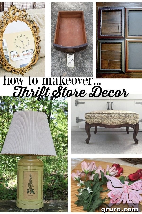 How to make over thrift store decor to use in your home, showcasing creative upcycling ideas