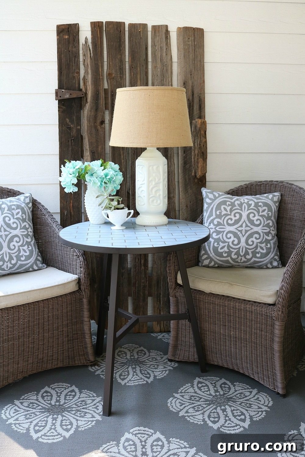 Spray paint a lamp to look like elegant milk glass