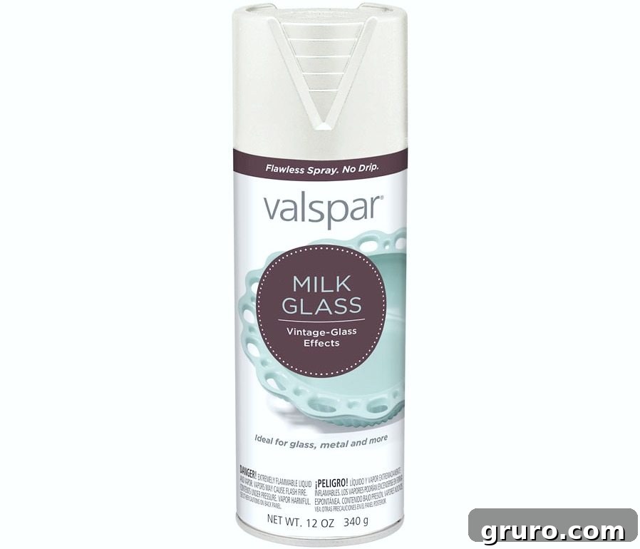Valspar Milk Glass effect spray paint in Antique White