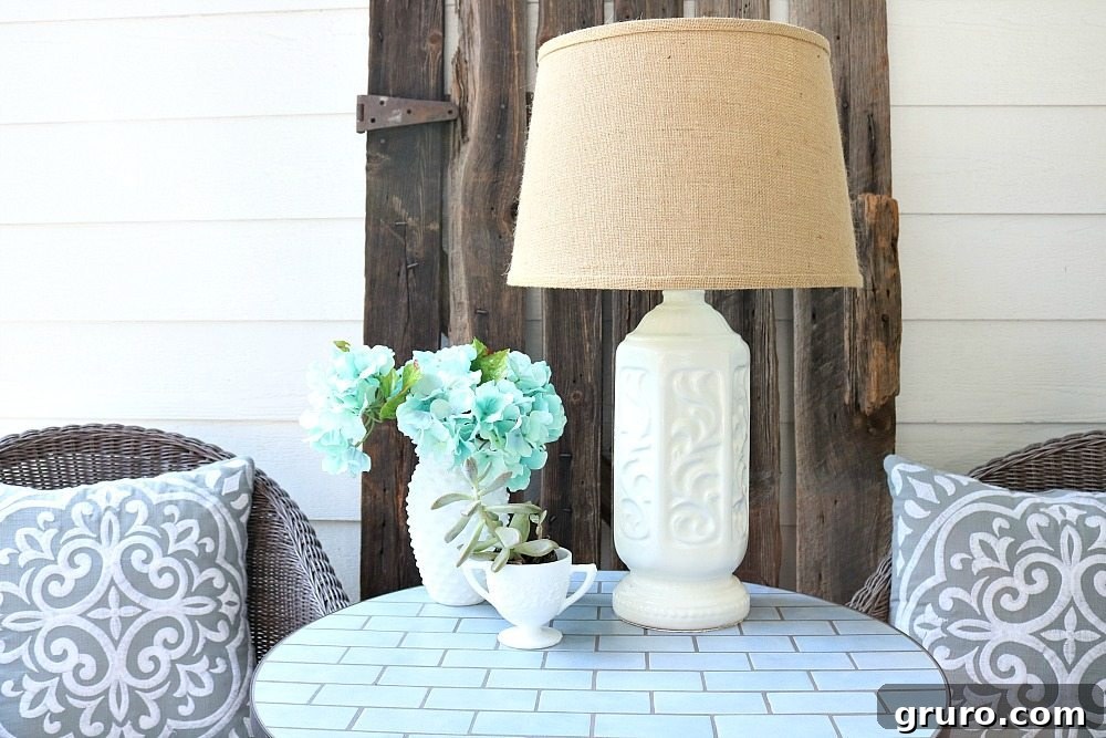 Simple lamp makeover with spray paint, now a beautiful milk glass finish
