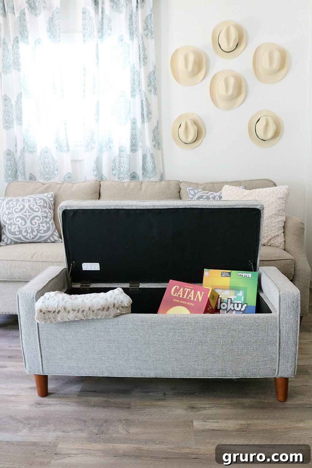 Storage bench serving as an ideal solution for small house living, blending seating with hidden storage