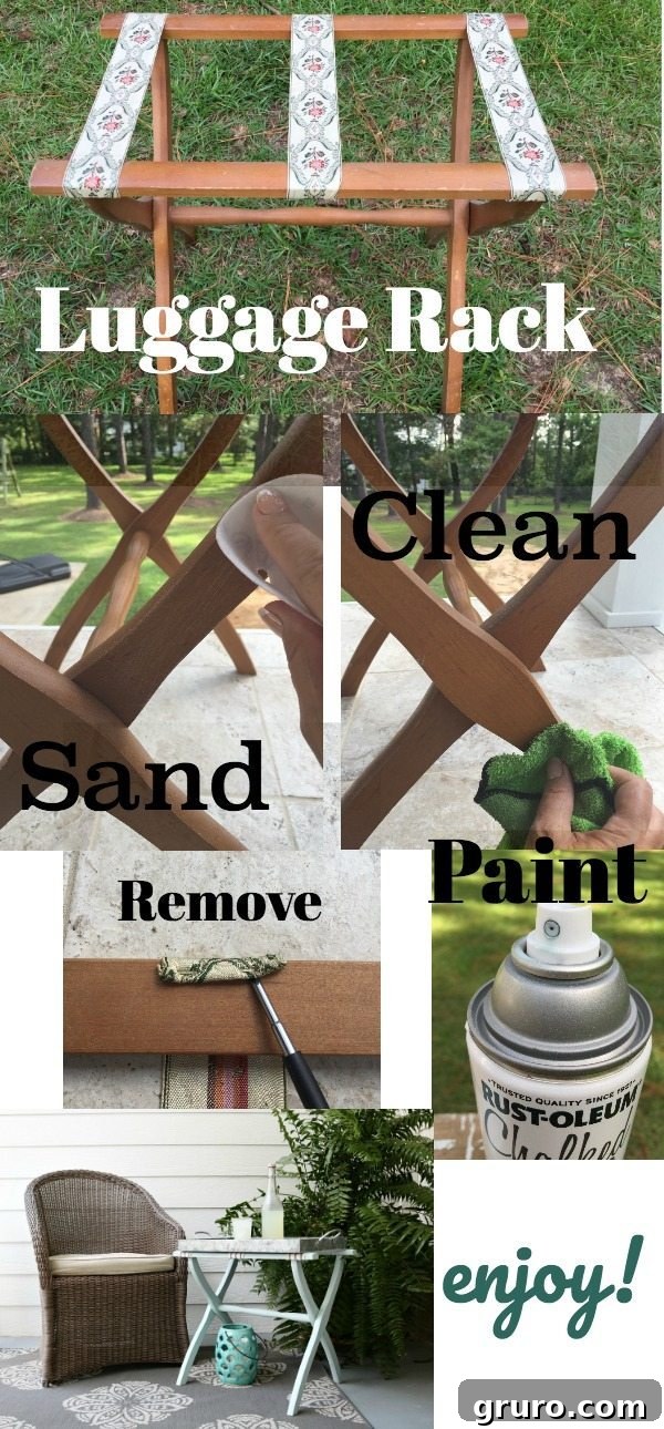 Creative Luggage Solutions 6 Detailed process of upcycling a luggage rack with Rust-Oleum Chalked spray paint