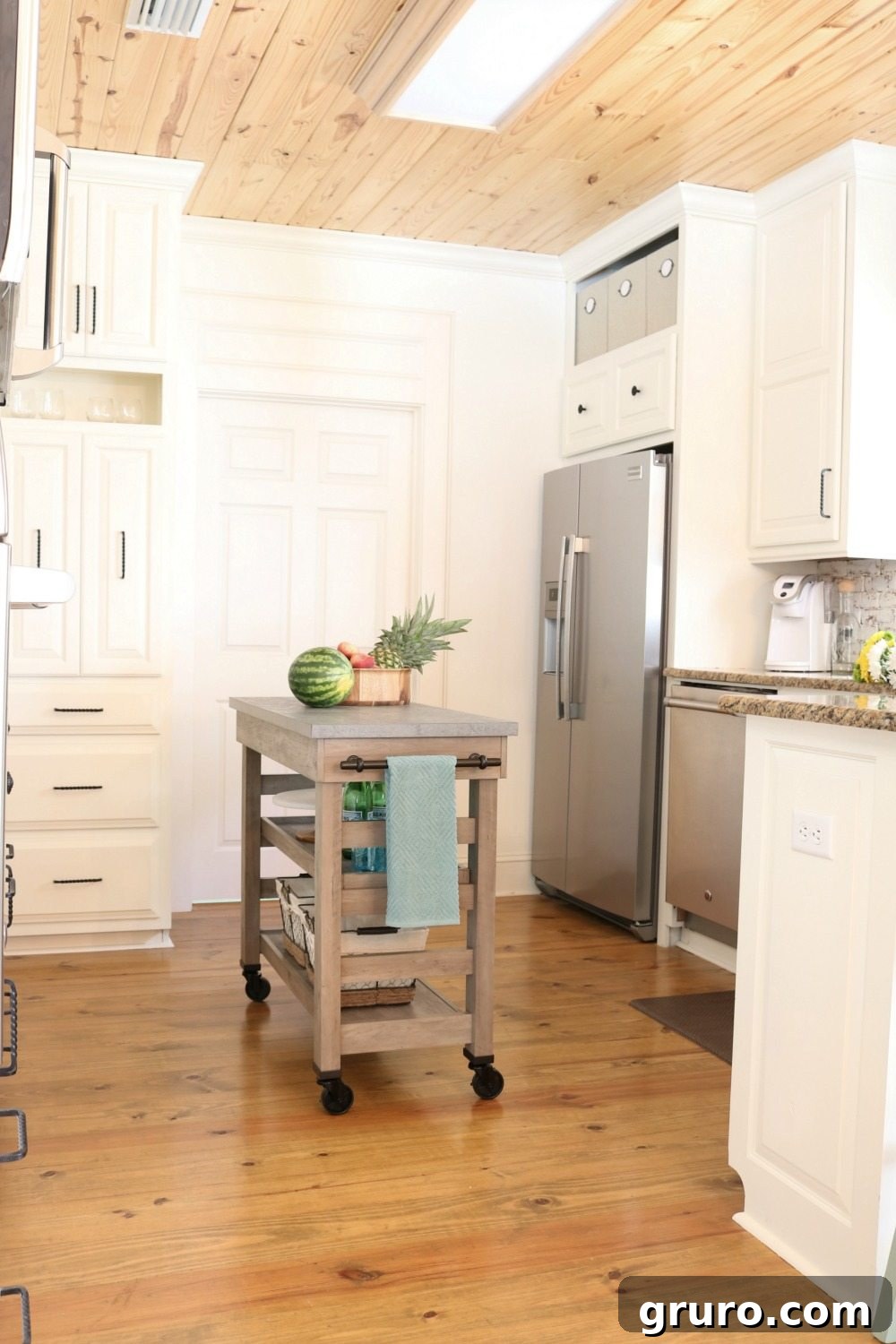 Cart on wheels perfect for a kitchen island providing flexible prep and storage space