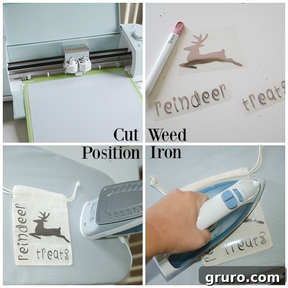 Creating treat bags with a Cricut and heat transfer vinyl supplies