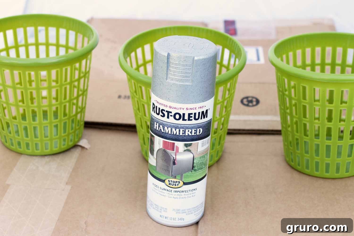 Craft Your Own Olive Basket 3 Olive baskets created from cheap plastic baskets and spray paint for rustic decor