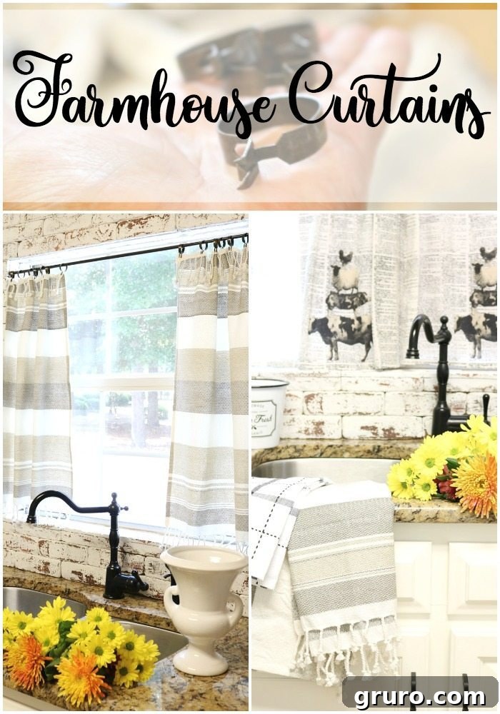 Cottage Towel Curtains 18 Easy to make farmhouse curtains for the kitchen window at Refresh Restyle, final look