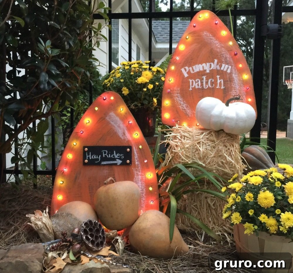 Customized fall harvest yard signs adding festive flair to your outdoor space
