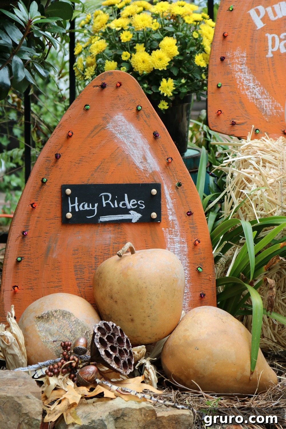 An inviting view of the custom fall harvest yard signs enhancing the entrance