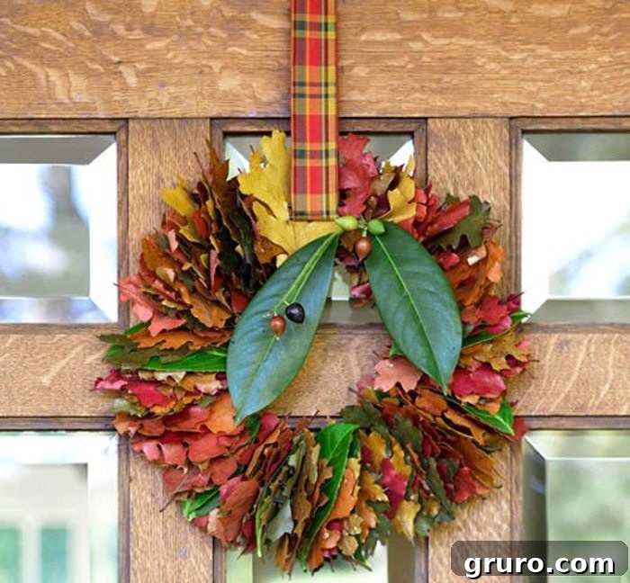 DIY Fall Leaf Wreath tutorial for vibrant autumn decoration